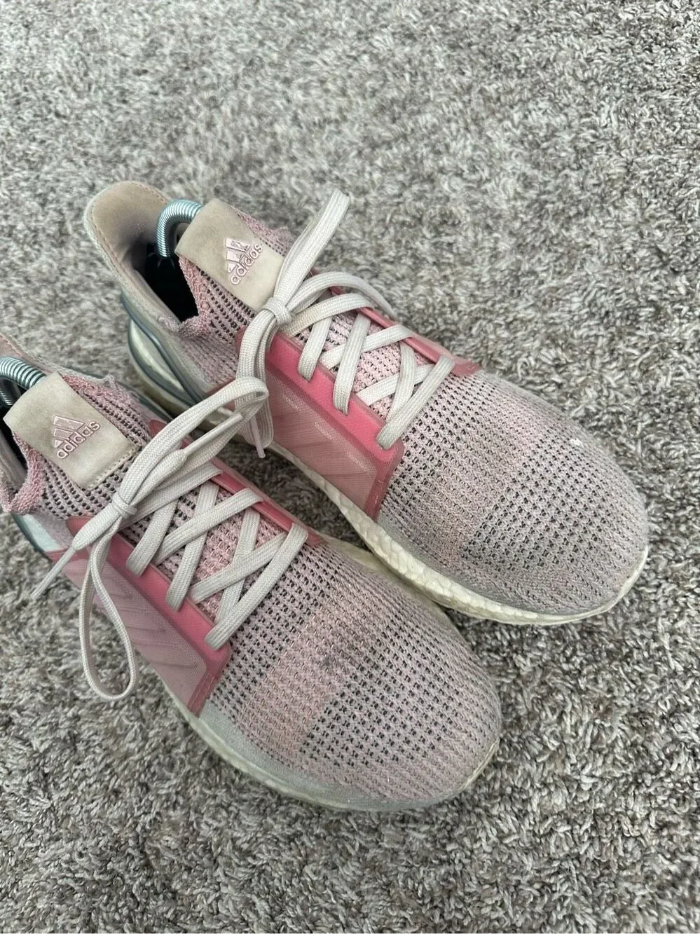 adidas Ultra Boost 19 in True Pink/White women’s size 9.5 athletic sneakers shoe